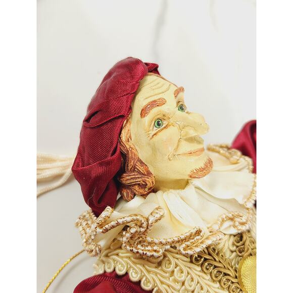 Christmas Victorian Harlequin Jester Rare Aldik Doll Ornament 13" Tradition Gold - Picture 15 of 16